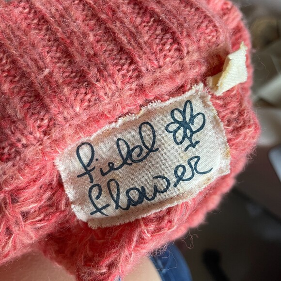 Field Flower Crew Neck Knit Pullover Sweater Pink Medium - Picture 5 of 7